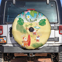 Hawaiian Mele Kalikimaka Spare Tire Cover Tropical Plumeria and Lei Funny Santa Beach - Polynesian Pride