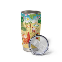 Hawaiian Mele Kalikimaka Tumbler Cup Tropical Plumeria and Lei Funny Santa Beach - Polynesian Pride