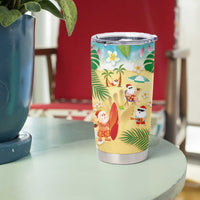 Hawaiian Mele Kalikimaka Tumbler Cup Tropical Plumeria and Lei Funny Santa Beach - Polynesian Pride