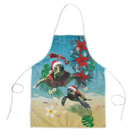 Hawaiian Mele Kalikimaka Apron Tropical Xmas Turtles Red Poinsettia Watercolor - Polynesian Pride