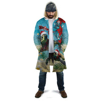 Hawaiian Mele Kalikimaka Cloak Tropical Xmas Turtles Red Poinsettia Watercolor - Polynesian Pride