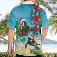 Hawaiian Mele Kalikimaka Hawaiian Shirt Tropical Xmas Turtles Red Poinsettia Watercolor - Polynesian Pride