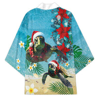 Hawaiian Mele Kalikimaka Kimono Tropical Xmas Turtles Red Poinsettia Watercolor - Polynesian Pride