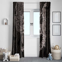 Hawaiian Plumeria and Hibiscus with Turtles Window Curtain Polynesian Art Grayscale - Polynesian Pride