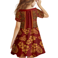 Hawaii Style Hibiscus and Tribal Element Fabric Patchwork Family Matching Off Shoulder Maxi Dress and Hawaiian Shirt LT03 - Polynesian Pride