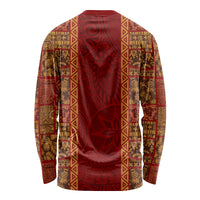 Hawaii Style Hibiscus and Tribal Element Fabric Patchwork Long Sleeve Shirt LT03 - Polynesian Pride