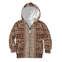 Hawaii Style Hibiscus and Tribal Element Fabric Patchwork Kid Hoodie Beige Version LT03 - Polynesian Pride