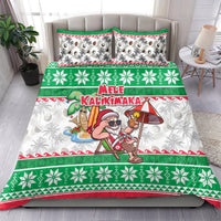 Hawaii Mele Kalikimaka Bedding Set Aloha Santa and Palm Tree Mix Kakau Pattern LT03 - Polynesian Pride
