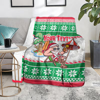 Custom Hawaii Mele Kalikimaka Blanket Aloha Santa and Palm Tree Mix Kakau Pattern LT03 - Polynesian Pride