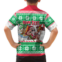 Custom Hawaii Mele Kalikimaka Family Matching Short Sleeve Bodycon Dress and Hawaiian Shirt Aloha Santa and Palm Tree Mix Kakau Pattern LT03 - Polynesian Pride