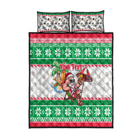 Custom Hawaii Mele Kalikimaka Quilt Bed Set Aloha Santa and Palm Tree Mix Kakau Pattern LT03 Green - Polynesian Pride