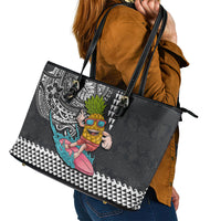 Hawaii Pineapple Surfing With Kakau Tribal Leather Tote Bag LT03 - Polynesian Pride