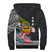 Hawaii Pineapple Surfing With Kakau Tribal Sherpa Hoodie LT03 - Polynesian Pride