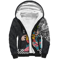 Hawaii Pineapple Surfing Kakau Tribal Personalised Sherpa Hoodie LT03 Unisex Brown - Polynesian Pride