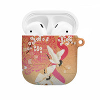Hawaiian and Japanese Culture Together AirPods Case Kakau Art Tattoo with Cranes and Sakura Spring Vibe - Polynesian Pride