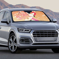 Hawaiian and Japanese Culture Together Auto Sun Shade Kakau Art Tattoo with Cranes and Sakura Spring Vibe - Polynesian Pride