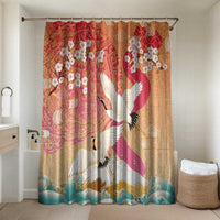 Hawaiian and Japanese Culture Together Bathroom Set Kakau Art Tattoo with Cranes and Sakura Spring Vibe - Polynesian Pride