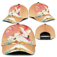 Hawaiian and Japanese Culture Together Classic Cap Kakau Art Tattoo with Cranes and Sakura Spring Vibe - Polynesian Pride