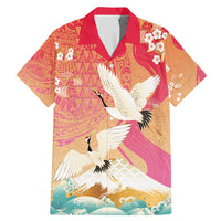 Hawaiian and Japanese Culture Together Family Matching Mermaid Dress and Hawaiian Shirt Kakau Art Tattoo with Cranes and Sakura Spring Vibe - Polynesian Pride