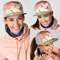 Hawaiian and Japanese Culture Together Mesh Trucker Cap Kakau Art Tattoo with Cranes and Sakura Spring Vibe LT03 - Polynesian Pride