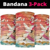 Hawaiian and Japanese Culture Together Neck Gaiter Kakau Art Tattoo with Cranes and Sakura Spring Vibe - Polynesian Pride