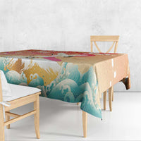 Hawaiian and Japanese Culture Together Tablecloth Kakau Art Tattoo with Cranes and Sakura Spring Vibe - Polynesian Pride
