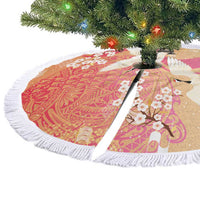 Hawaiian and Japanese Culture Together Tree Skirt Kakau Art Tattoo with Cranes and Sakura Spring Vibe - Polynesian Pride