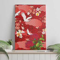 Hawaiian and Japanese Culture Together Canvas Wall Art Red Ohia Lehua Plumeria and Sakura Blooming - Polynesian Pride