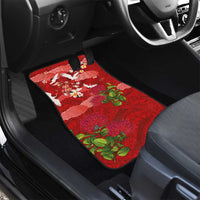Hawaiian and Japanese Culture Together Car Mats Red Ohia Lehua Plumeria and Sakura Blooming - Polynesian Pride