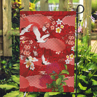 Hawaiian and Japanese Culture Together Garden Flag Red Ohia Lehua Plumeria and Sakura Blooming - Polynesian Pride