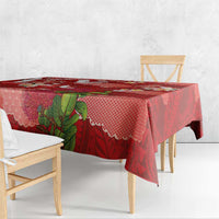 Hawaiian and Japanese Culture Together Tablecloth Red Ohia Lehua Plumeria and Sakura Blooming - Polynesian Pride