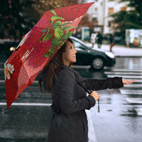 Hawaiian and Japanese Culture Together Umbrella Red Ohia Lehua Plumeria and Sakura Blooming - Polynesian Pride