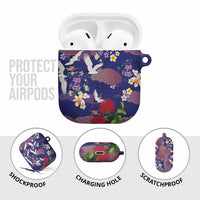 Hawaiian and Japanese Culture Together AirPods Case Blue Ohia Lehua Plumeria and Sakura Blooming - Polynesian Pride