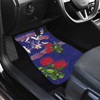 Hawaiian and Japanese Culture Together Car Mats Blue Ohia Lehua Plumeria and Sakura Blooming - Polynesian Pride