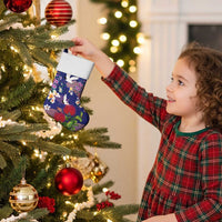 Hawaiian and Japanese Culture Together Christmas Stocking Blue Ohia Lehua Plumeria and Sakura Blooming - Polynesian Pride