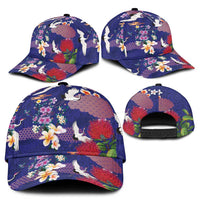 Hawaiian and Japanese Culture Together Classic Cap Blue Ohia Lehua Plumeria and Sakura Blooming - Polynesian Pride