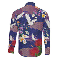 Hawaiian and Japanese Culture Together Family Matching Mermaid Dress and Hawaiian Shirt Blue Ohia Lehua Plumeria and Sakura Blooming LT03 - Polynesian Pride