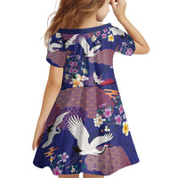 Hawaiian and Japanese Culture Together Family Matching Off Shoulder Maxi Dress and Hawaiian Shirt Blue Ohia Lehua Plumeria and Sakura Blooming LT03 - Polynesian Pride