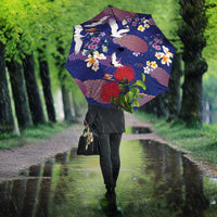 Hawaiian and Japanese Culture Together Umbrella Blue Ohia Lehua Plumeria and Sakura Blooming - Polynesian Pride
