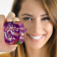Hawaiian and Japanese Culture Together AirPods Case Purple Ohia Lehua Plumeria and Sakura Blooming - Polynesian Pride