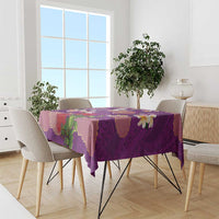 Hawaiian and Japanese Culture Together Tablecloth Purple Ohia Lehua Plumeria and Sakura Blooming - Polynesian Pride