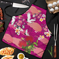 Hawaiian and Japanese Culture Together Apron Pink Ohia Lehua Plumeria and Sakura Blooming - Polynesian Pride
