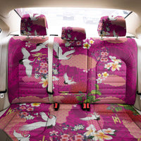 Hawaiian and Japanese Culture Together Back Car Seat Cover Pink Ohia Lehua Plumeria and Sakura Blooming - Polynesian Pride