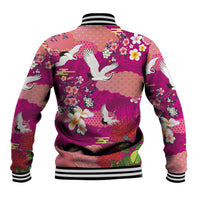 Hawaiian and Japanese Culture Together Baseball Jacket Pink Ohia Lehua Plumeria and Sakura Blooming - Polynesian Pride