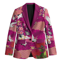 Hawaiian and Japanese Culture Together Blazer Pink Ohia Lehua Plumeria and Sakura Blooming - Polynesian Pride