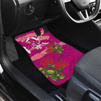 Hawaiian and Japanese Culture Together Car Mats Pink Ohia Lehua Plumeria and Sakura Blooming - Polynesian Pride