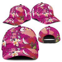 Hawaiian and Japanese Culture Together Classic Cap Pink Ohia Lehua Plumeria and Sakura Blooming LT03 - Polynesian Pride