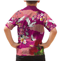 Hawaiian and Japanese Culture Together Family Matching Mermaid Dress and Hawaiian Shirt Pink Ohia Lehua Plumeria and Sakura Blooming - Polynesian Pride