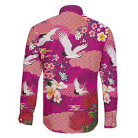 Hawaiian and Japanese Culture Together Family Matching Puletasi and Hawaiian Shirt Pink Ohia Lehua Plumeria and Sakura Blooming LT03 - Polynesian Pride