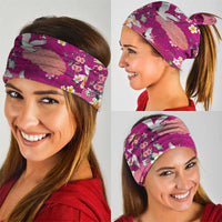 Hawaiian and Japanese Culture Together Neck Gaiter Pink Ohia Lehua Plumeria and Sakura Blooming - Polynesian Pride